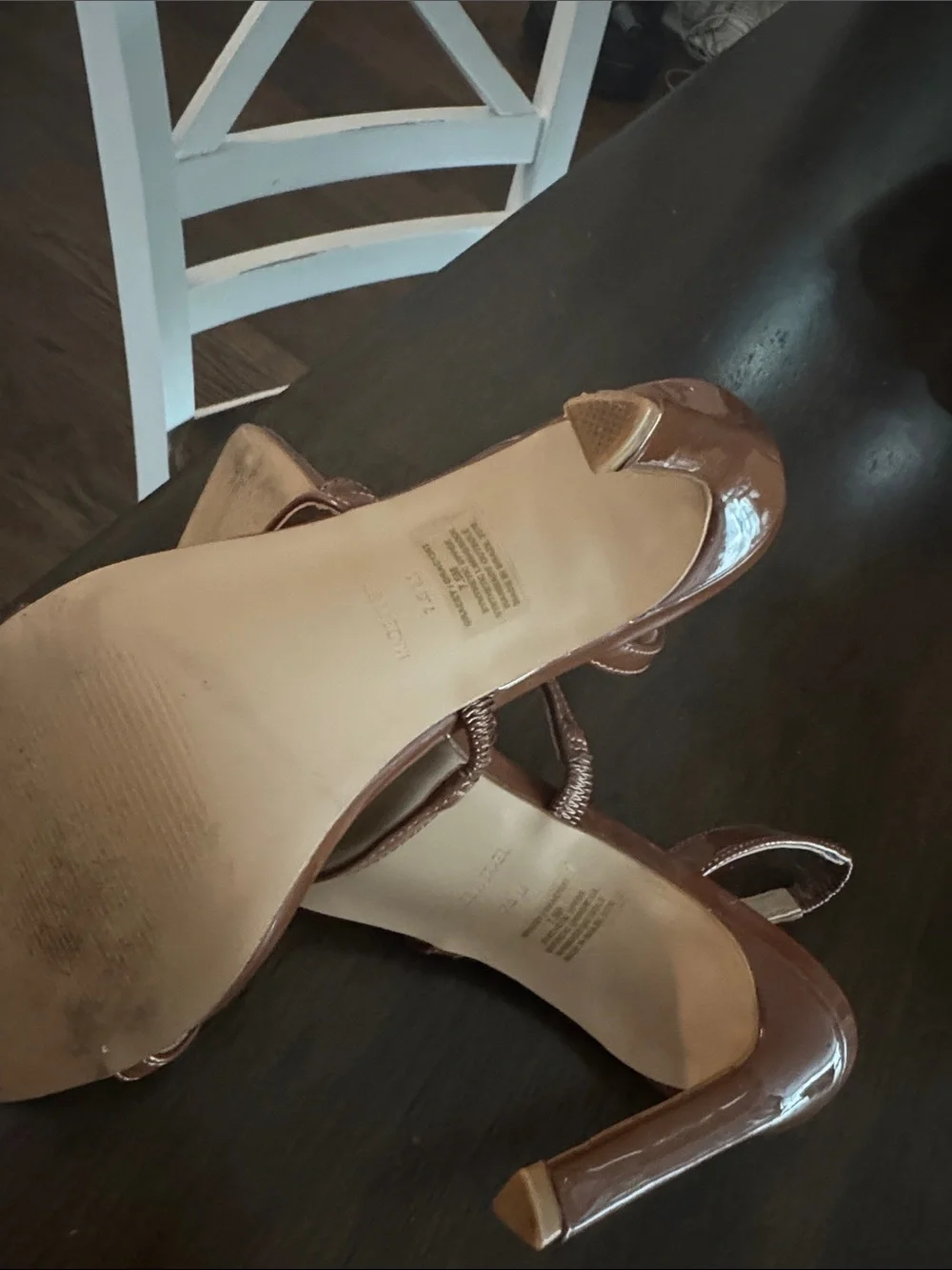 Brand new no wear Steve Madden Brown Patent Strappy Slingback Heels